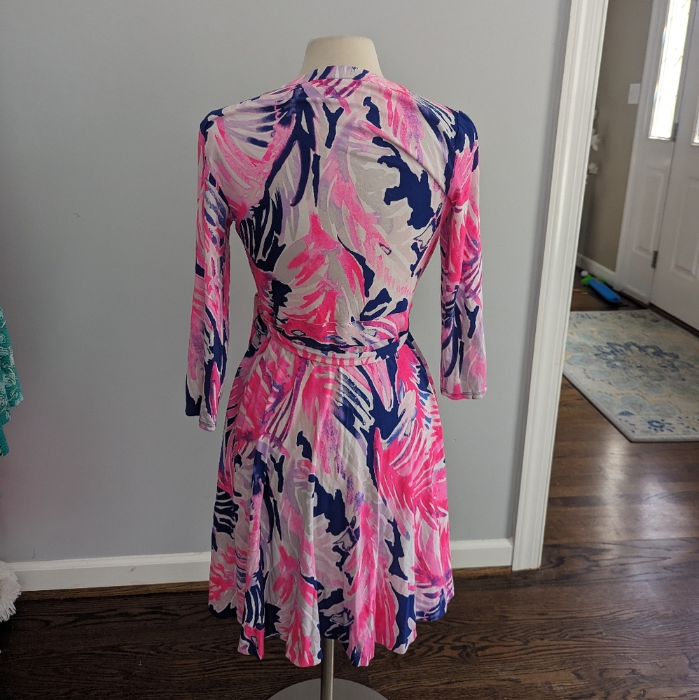 Women's Lilly Pulitzer Medium Elimia Wrap Dress True Paradise Point - Picture 3 of 6